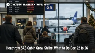 Heathrow SAS cabin crew strike disrupts departures, with canceled flights on boards and holiday travelers waiting by gates