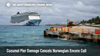 Norwegian Encore Cozumel call canceled as pier damage forces a port swap, ship approaches Falmouth, Jamaica