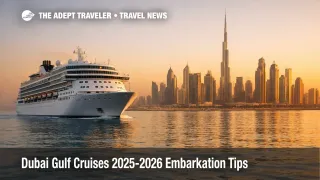 Cruise ship offshore Dubai at dusk, illustrating Dubai Doha Gulf cruise logistics and tighter transfer planning