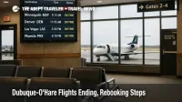 Dubuque O'Hare flights ending shown on a DBQ departures board as travelers pivot to driving and alternate airports