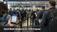 Airport passport control queues highlight ESTA social media handles risk, longer forms can trigger last minute denied boarding