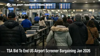 TSA airport screener bargaining end adds security line risk at a busy U.S. checkpoint as passengers queue for screening