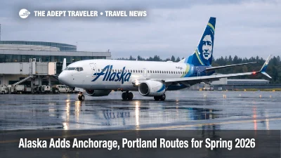 Alaska Airlines Anchorage Portland routes, Alaska jet taxiing at PDX as travelers plan new 2026 nonstops