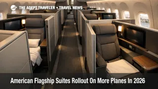 American Flagship Suites 2026 shown as lie flat suites with privacy doors inside a new A321XLR cabin at JFK