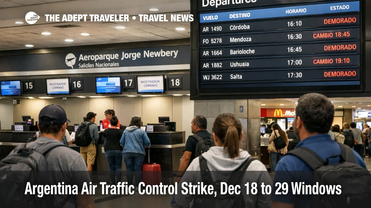 Argentina air traffic control strike delays build at Aeroparque as travelers watch domestic departure boards