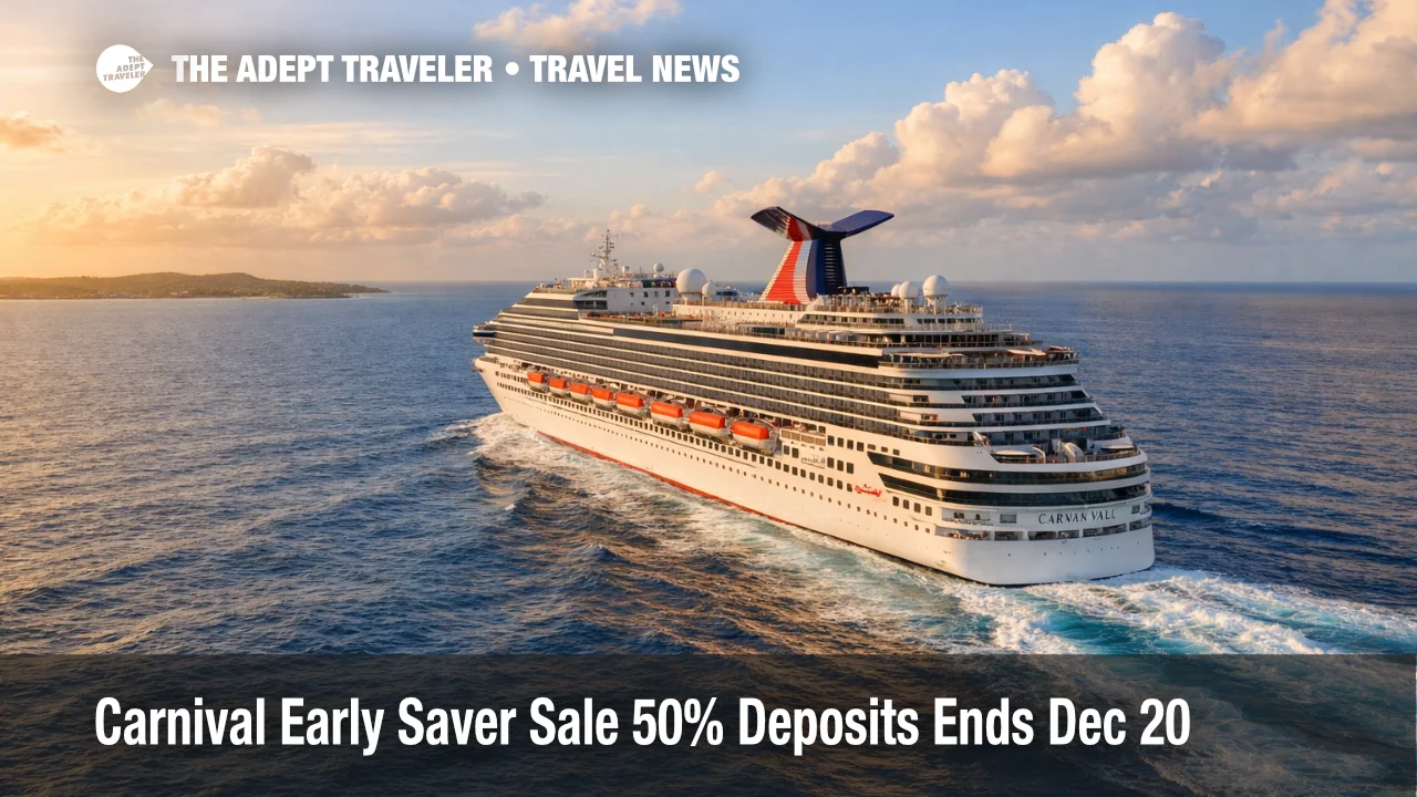 Cruise ship underway in the Caribbean as Carnival Early Saver Sale deposits deadline nears on December 20, 2025