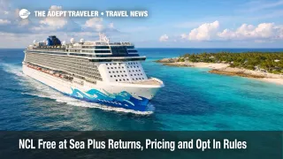 NCL Free at Sea Plus pricing as an NCL ship sails near Great Stirrup Cay, helping travelers budget add ons