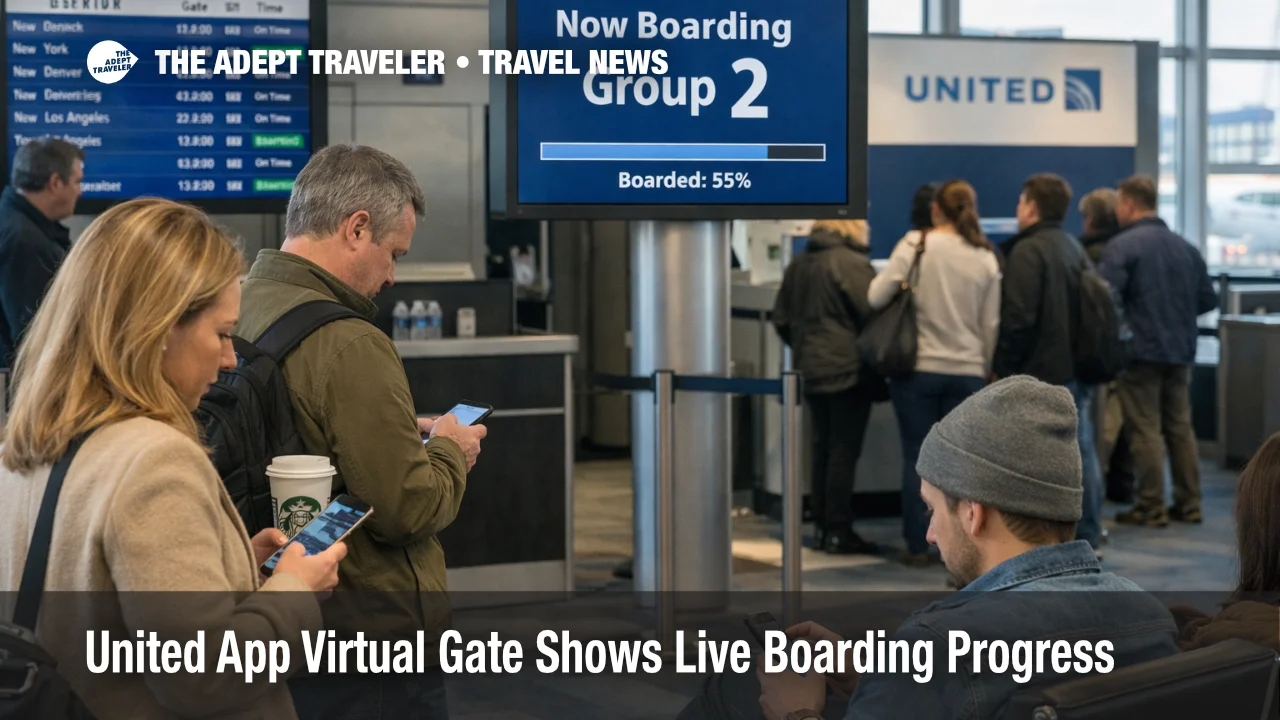 United app Virtual Gate helps travelers time boarding at Chicago O'Hare as gate areas stay crowded during peak travel