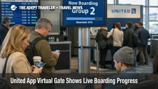 United app Virtual Gate helps travelers time boarding at Chicago O'Hare as gate areas stay crowded during peak travel