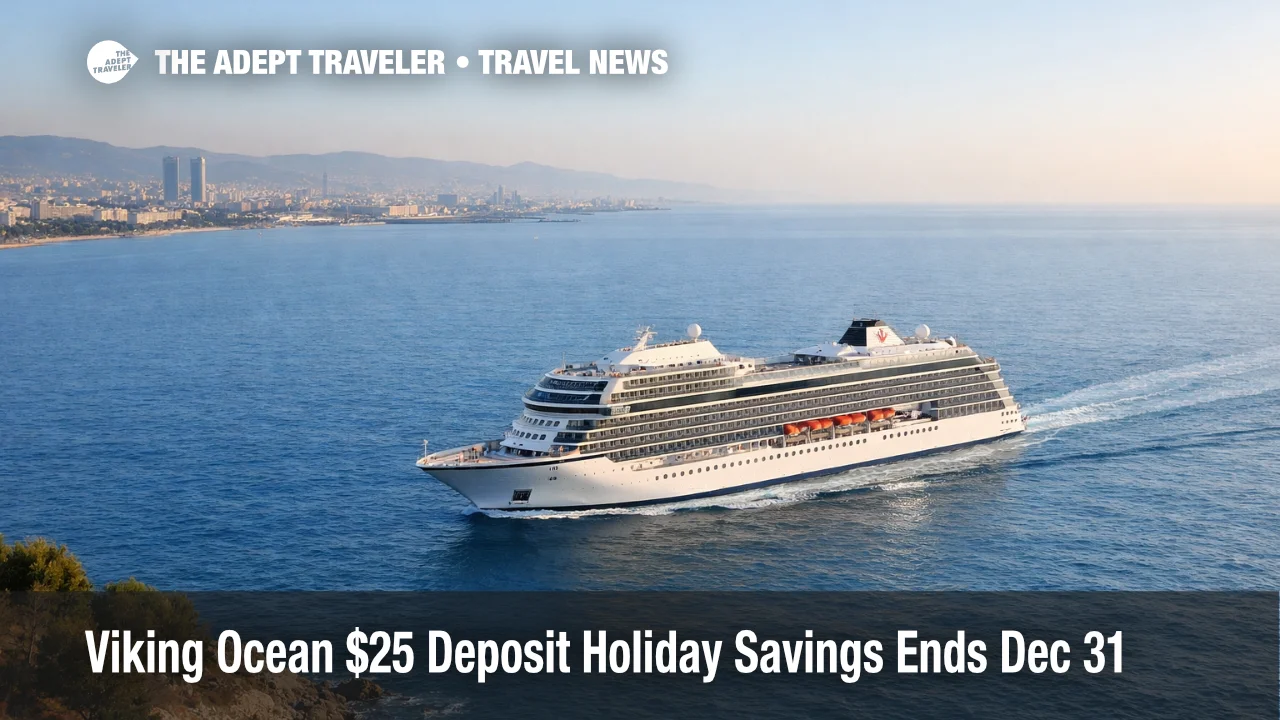 Viking Ocean $25 deposit ends Dec 31 as a ship sails the Mediterranean, signaling early pay in full deadline risk