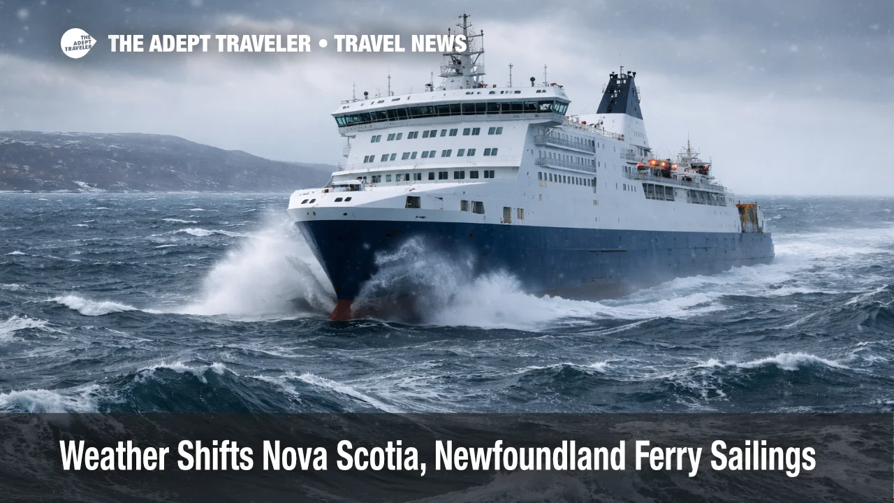 Nova Scotia Newfoundland ferry weather forces a Marine Atlantic ferry through rough seas near North Sydney