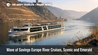 Wave of Savings Europe river cruises, a modern ship on the Rhine, hinting at the Feb 1 booking deadline