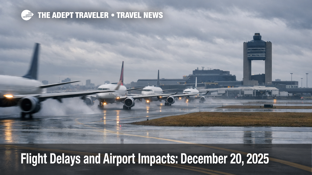 FAA delay outlook US airports, jets queue on a windy, low cloud runway at Boston Logan as delays build