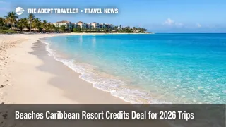 Empty Grace Bay shoreline shows Beaches Caribbean resort credits value, helping families plan around 2026 blackout dates