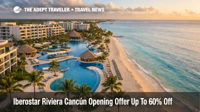 Iberostar Selection Riviera Cancún opening offer at new beachfront resort, pools and Caribbean shoreline in view