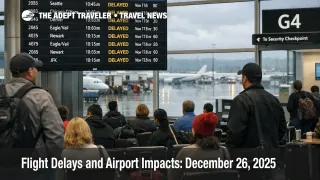 U.S. airport delays December 26 as travelers watch delayed flights on boards at San Francisco International Airport