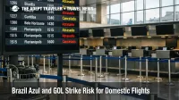 Brazil Azul GOL strike risk shown by Congonhas boards with delayed and canceled domestic flights in São Paulo