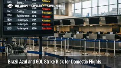 Brazil Azul GOL strike risk shown by Congonhas boards with delayed and canceled domestic flights in São Paulo