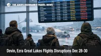 Devin Ezra Great Lakes flights show delays on Chicago O'Hare boards as snow and ice strain connections