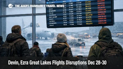Devin Ezra Great Lakes flights show delays on Chicago O'Hare boards as snow and ice strain connections