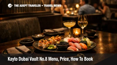 Kayto Dubai Vault No.8 set menu at Jumeirah Al Naseem, sushi with caviar accents and a golden key reveal