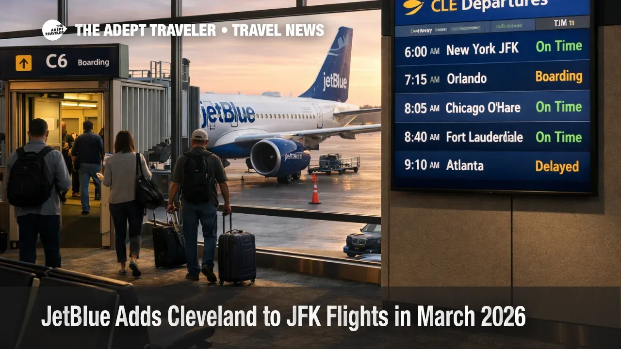 JetBlue Cleveland JFK nonstop, A220 boards at Cleveland Hopkins as travelers plan March 2026 New York trips