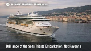 Brilliance of the Seas Trieste embarkation change, ship underway near Trieste as travelers rework transfers