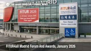 FITUR4all Madrid forum signage at IFEMA entrance, highlighting accessible tourism meetings on January 23, 2026