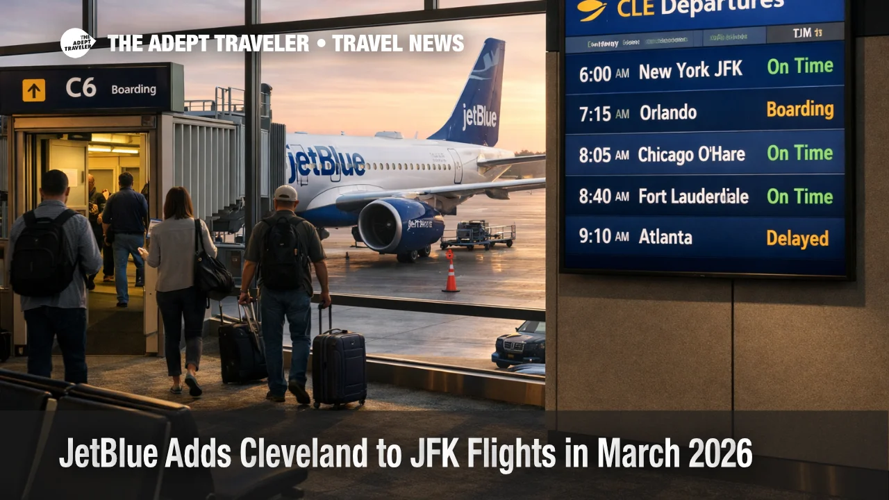 JetBlue Cleveland JFK nonstop, A220 boards at Cleveland Hopkins as travelers plan March 2026 New York trips