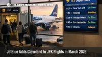 JetBlue Cleveland JFK nonstop, A220 boards at Cleveland Hopkins as travelers plan March 2026 New York trips