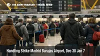Madrid Barajas handling strike shows long check in queues and delayed departures in the airport hall at MAD