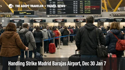 Madrid Barajas handling strike shows long check in queues and delayed departures in the airport hall at MAD