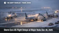 Storm Ezra flights Dec 30 snarl a snowy U.S. hub runway as deicing and low clouds drive delays and cancellations