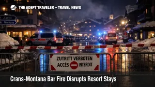 Crans-Montana bar fire cordon blocks resort streets, forcing hotel guests to reroute transfers and plans