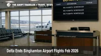 Delta ends Binghamton Airport flights, quiet departures board signals no commercial service after February 14, 2026