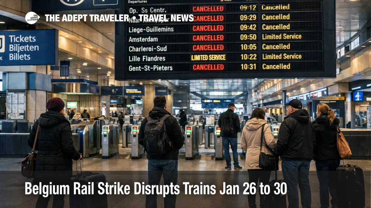 Belgium rail strike forces travelers to rethink Brussels Airport train plans as boards show cancellations