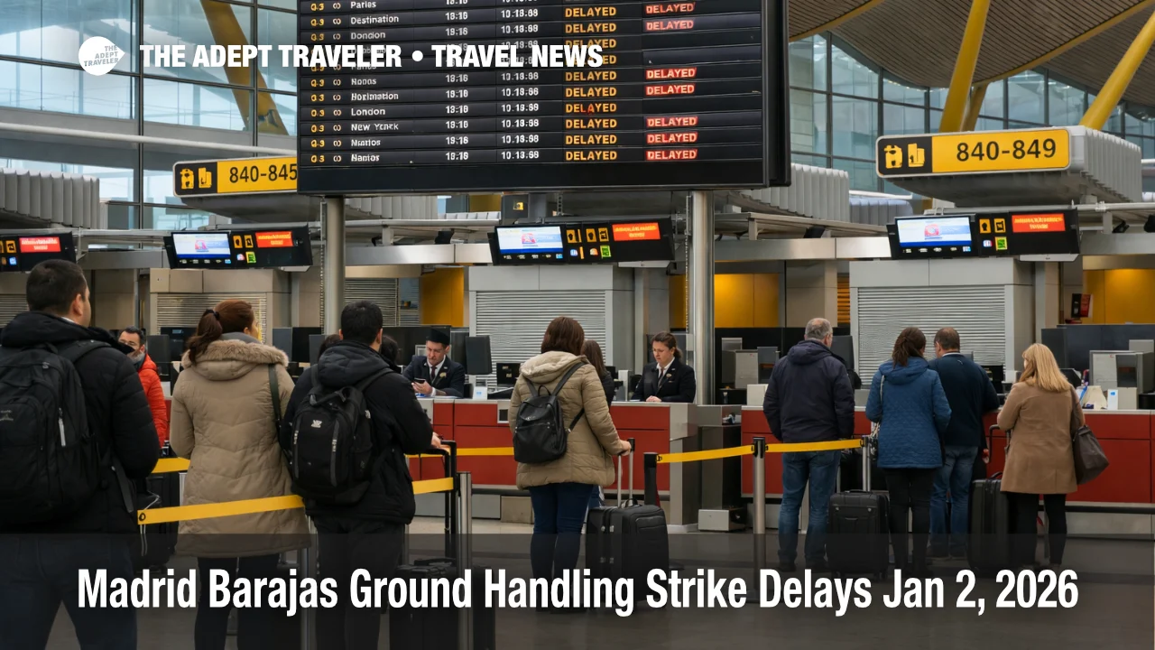 Madrid Barajas ground handling strike leaves queues at T4 and delay boards, signaling baggage and flight disruptions