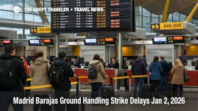 Madrid Barajas ground handling strike leaves queues at T4 and delay boards, signaling baggage and flight disruptions