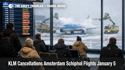 KLM cancellations Amsterdam Schiphol follow ramp de icing as winter weather squeezes flights on January 5, 2026