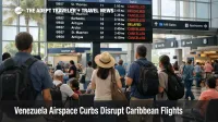 Venezuela airspace curbs Caribbean flights as passengers wait beneath cancellation boards at San Juan airport