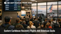 Eastern Caribbean recovery flights, crowds watch SJU boards as extra American seats to Miami depart