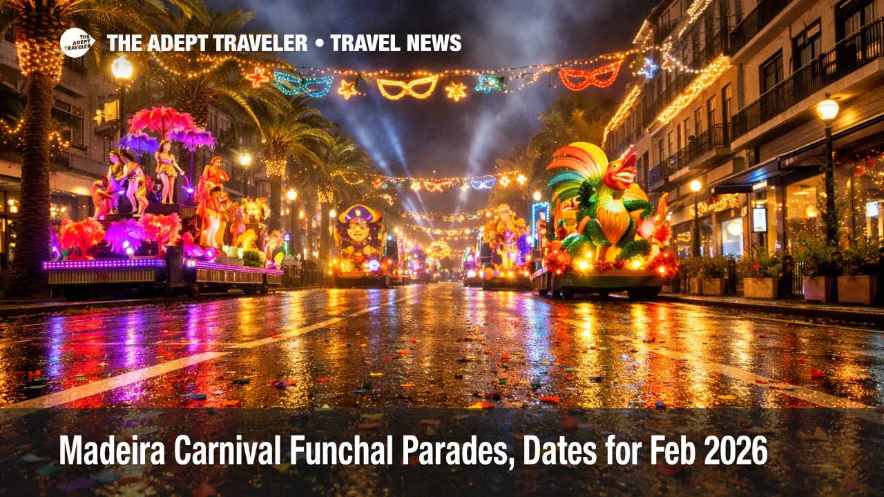 Madeira Carnival Funchal parades bring heavy central-city crowds, with bright floats and night street closures in Funchal