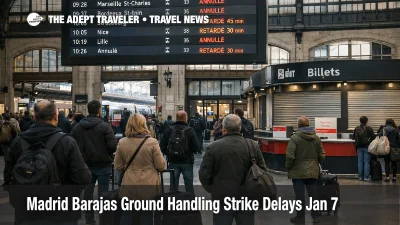 Madrid airport ground handling strike, queues at Adolfo Suárez Madrid-Barajas Airport (MAD) check in counters