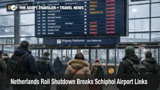 Netherlands rail shutdown leaves travelers stranded at Schiphol rail station as trains are canceled in winter weather