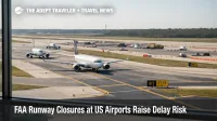 Aircraft taxi queue at Orlando International Airport as FAA runway closures US airports raise delay risk