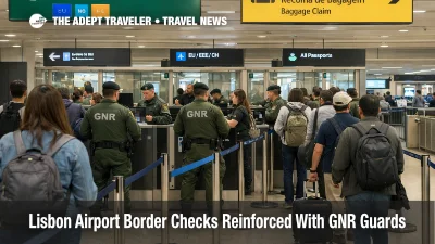 Lisbon Airport Border Control queues form at arrivals desks as extra GNR staff join immigration checks
