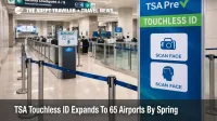 TSA Touchless ID airports lane at Houston Bush shows touchless signage at TSA PreCheck document check