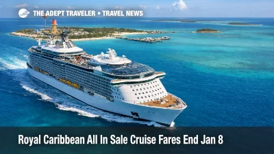 Royal Caribbean All In Sale, cruise ship sailing near CocoCay, highlighting limited time fare savings and booking urgency