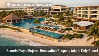 Secrets Playa Mujeres renovation shows reopened beachfront suites and pools, with some venues debuting mid-February