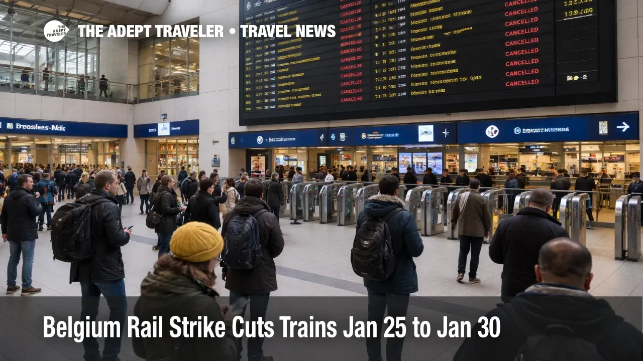 Belgium rail strike at Brussels Midi shows cancellations and sparse platforms for Eurostar connections